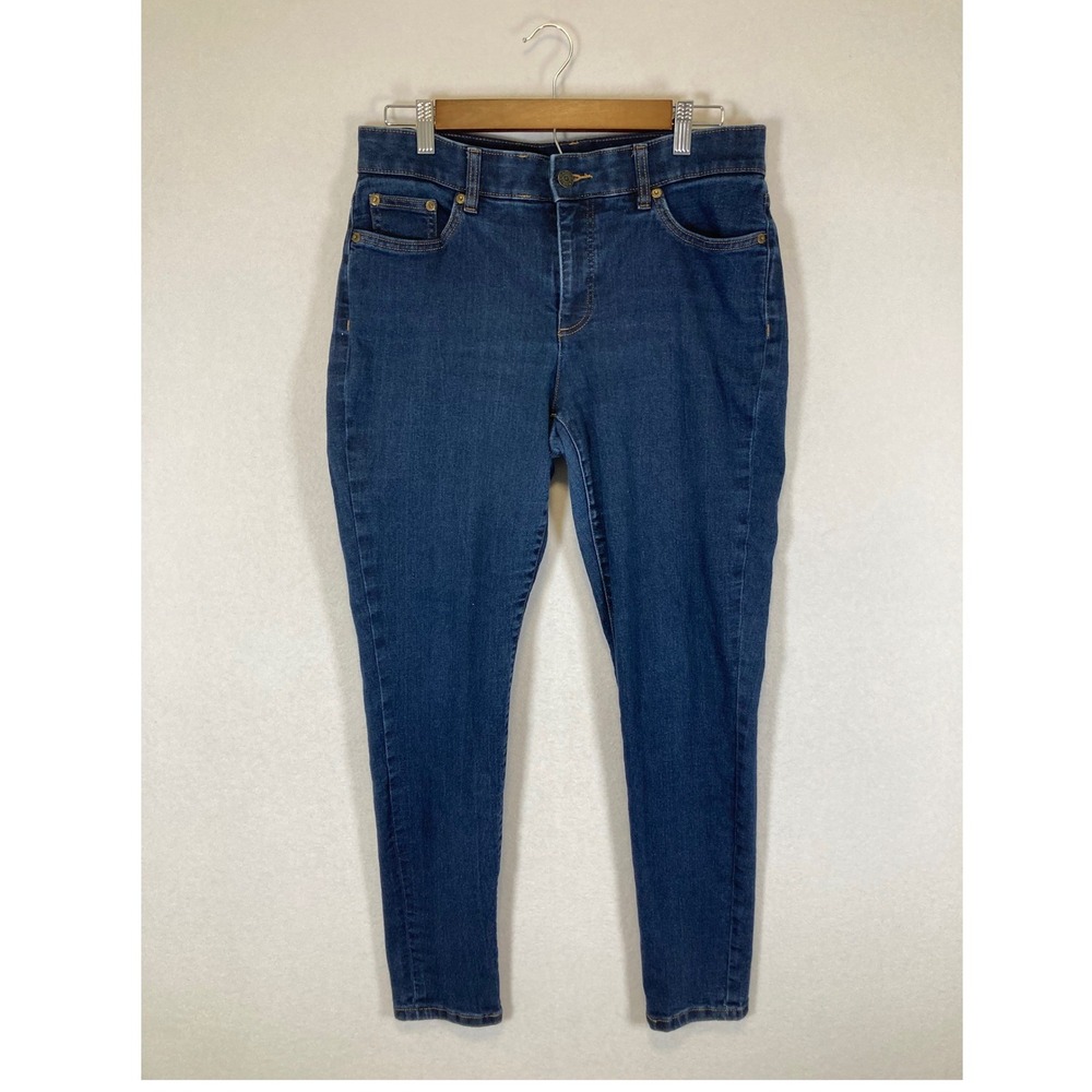 Classic Minimalist Chaps Women Size 10 Indigo Dark‎ Wash Skinny Stretch Jeans